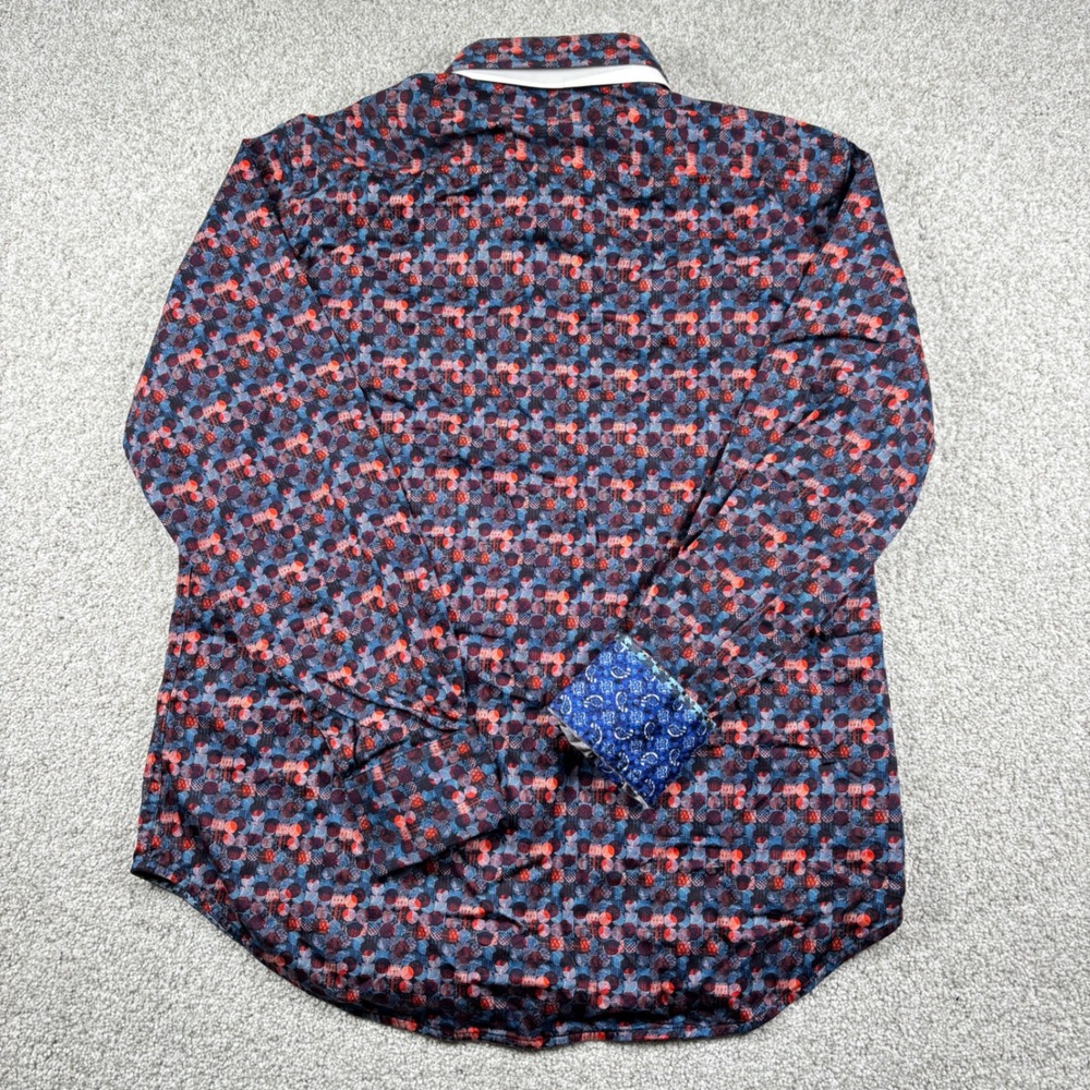 NEW Robert Graham Button Down Shirt Mens Medium Blue Red Geometric Classic Fit - Picture 5 of 7